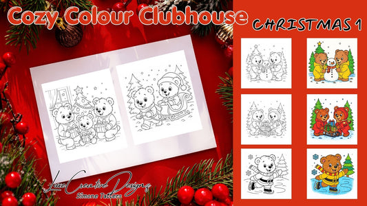 Cozy Colouring Clubhouse - CHRISTMAS 1 edition. Colouring book for all ages, 22 pages, black/white colouring pages just for you or as a gift